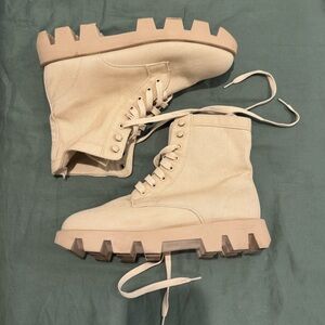 SOLD on another platform Beige Mix No. 6 Combat Boots Women’s size 9 1/2